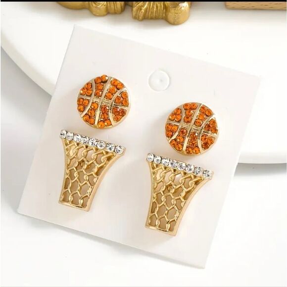 Basketball & Hoop Earrings - Picture 2 of 2